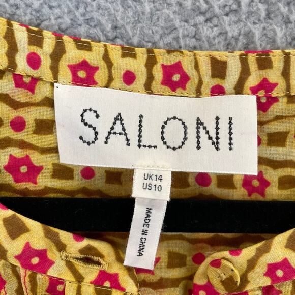 Saloni Dress Womens 10 Silk Cottagecore Fairy Prairie Sheer Ditsy Floral Mini - Picture 7 of 11